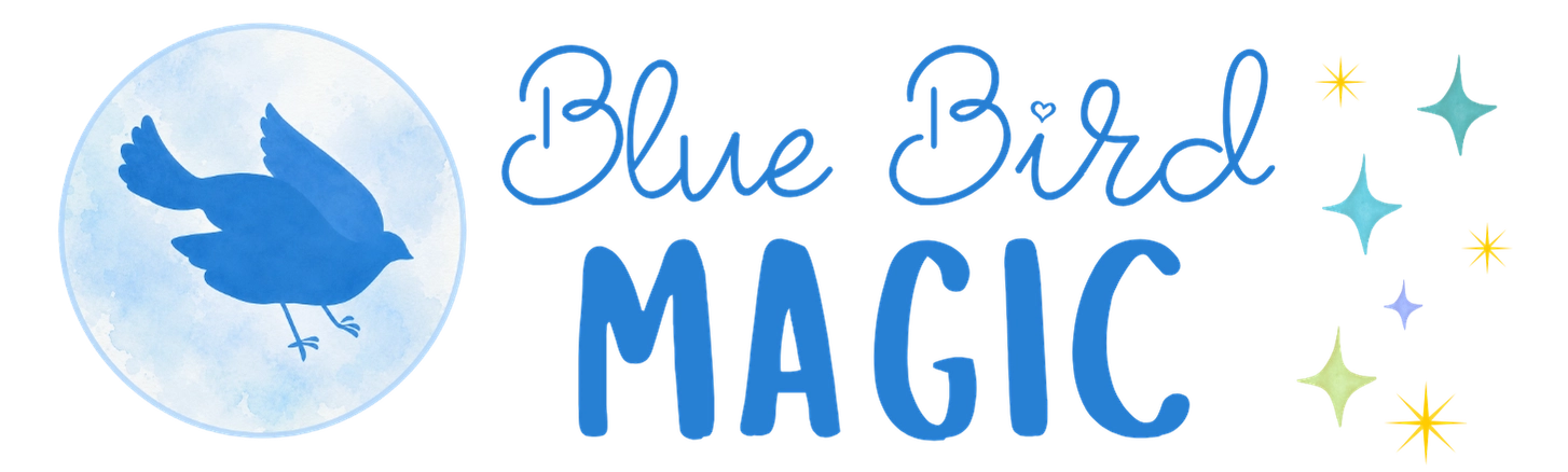 Horizontal logo for the Blue Bird Magic Travel Agency